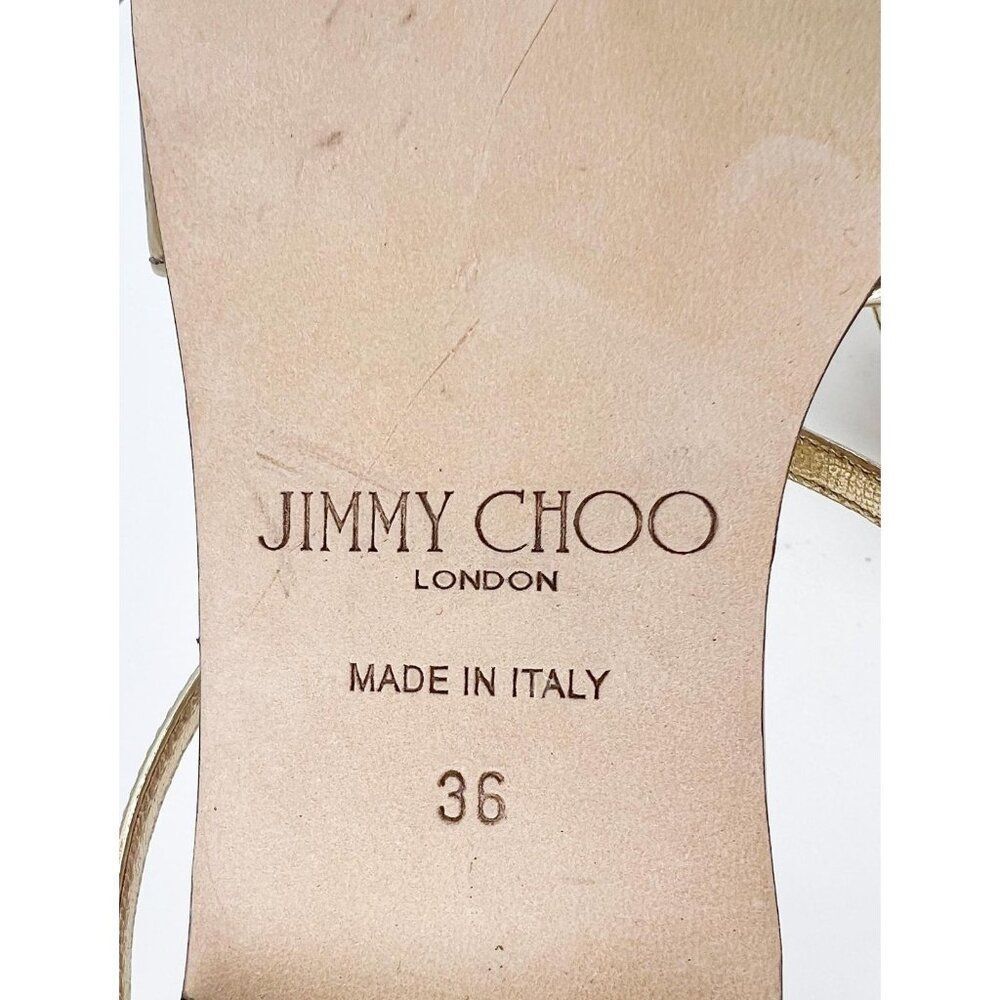 JIMMY CHOO Anise Gold Square Open Toe Flat Strappy Slip-On Sandals Size EU36 - Picture 10 of 10